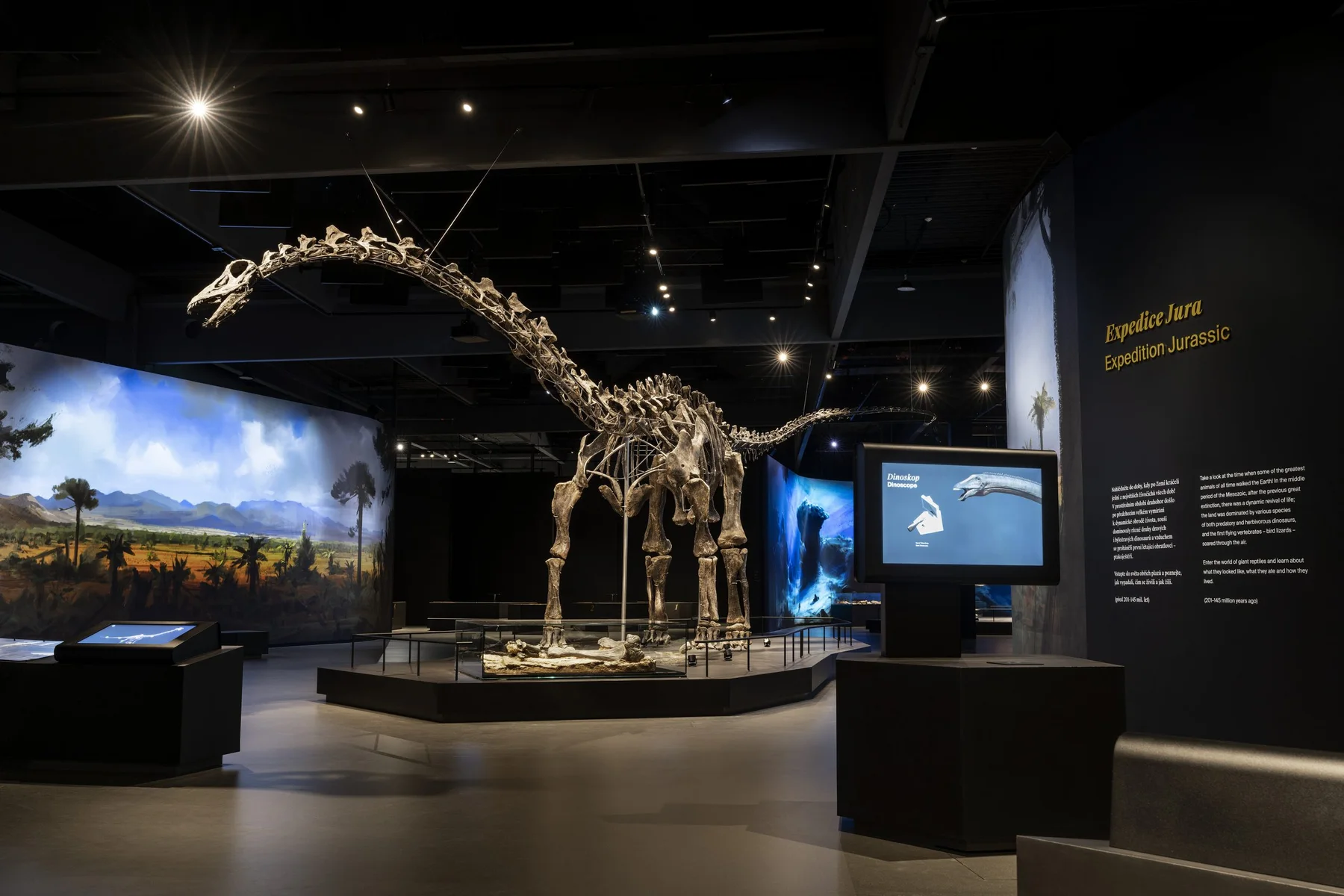 Kostra dinosaura v Dinosauria Museum Prague